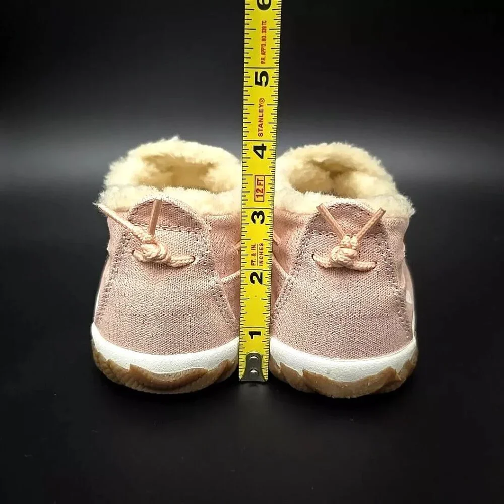 Sperry Moc Sider Blush Faux Fur Lining Fashion Boot Shoes Big Girls Size 2M